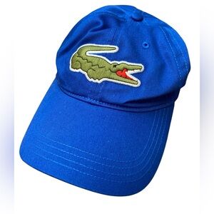 Lacoste Blue Embroidered Oversized Crocodile Logo Baseball Cap Adjustable
